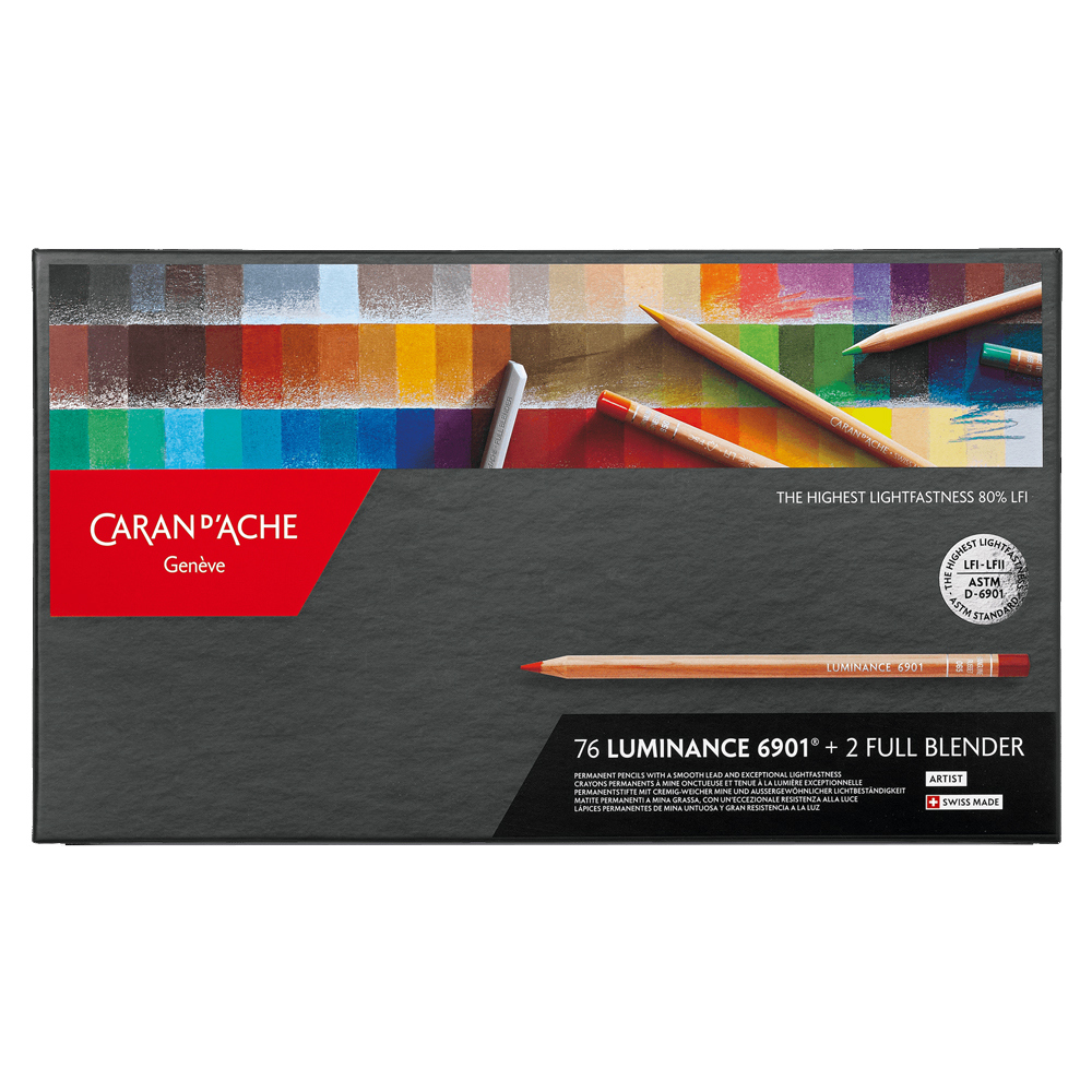 Caran D’Ache Box of 76 Colours LUMINANCE 6901 & 2 Full Blender
